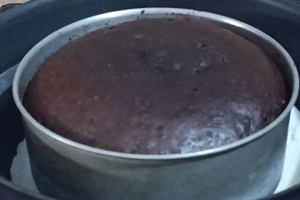 chocolate cake after baking