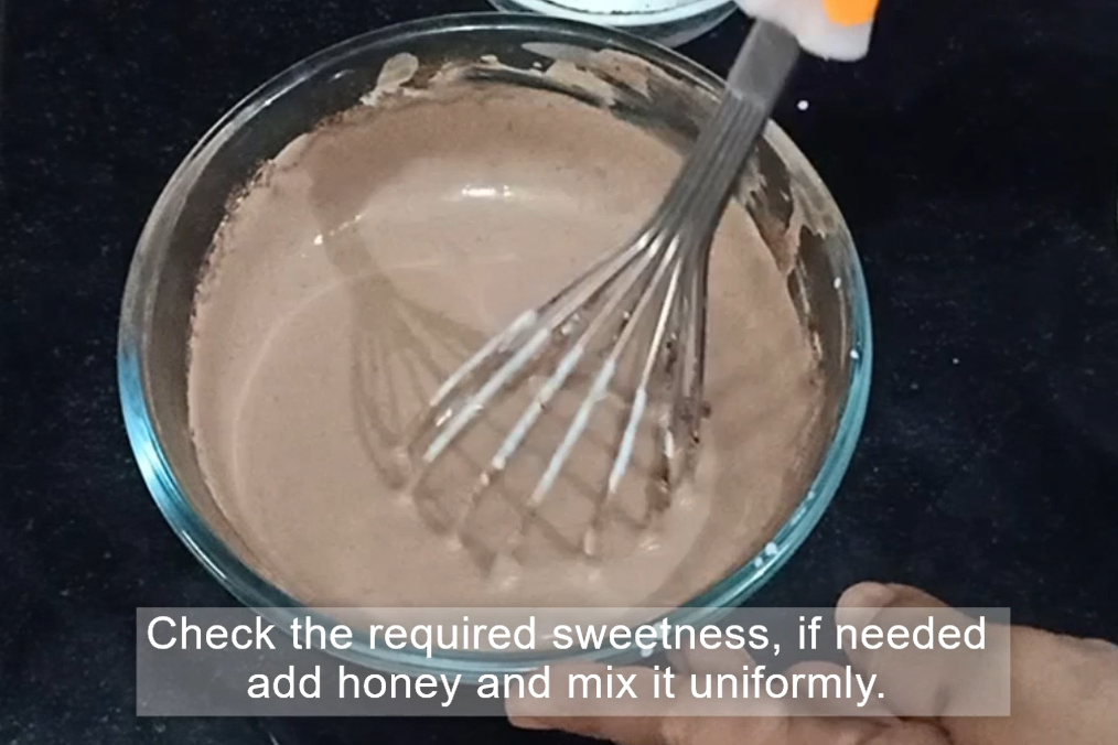 mixing of coco powder to make chocolate paste