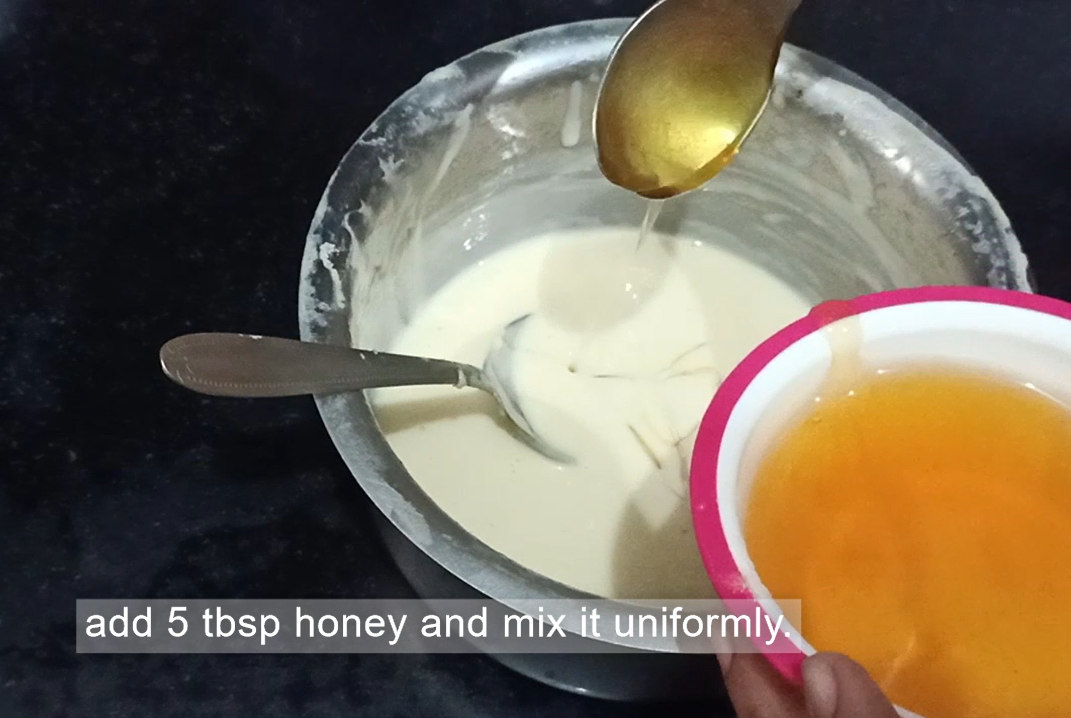 adding honey to condensed milk